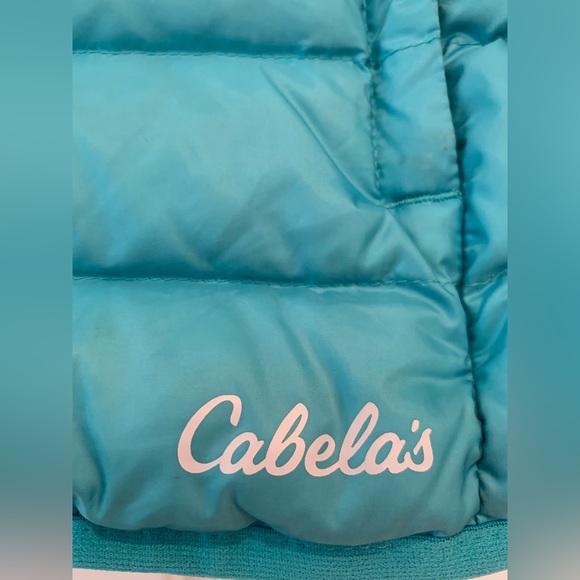 Cabela’s ~ Girls Hooded Duck Down Filled Jacket Turquoise Blue Size XL - Picture 4 of 12